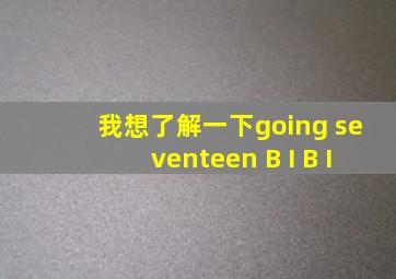 我想了解一下going seventeen B I B I